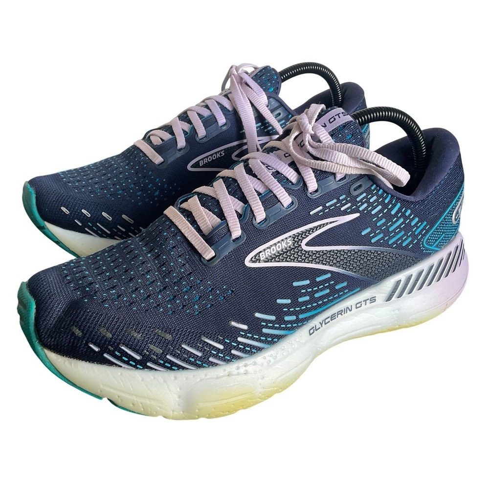 Brooks Glycerin GTS 20 Womens 10 Wide Peacoat Ocean Lilac Running Shoes Sneakers